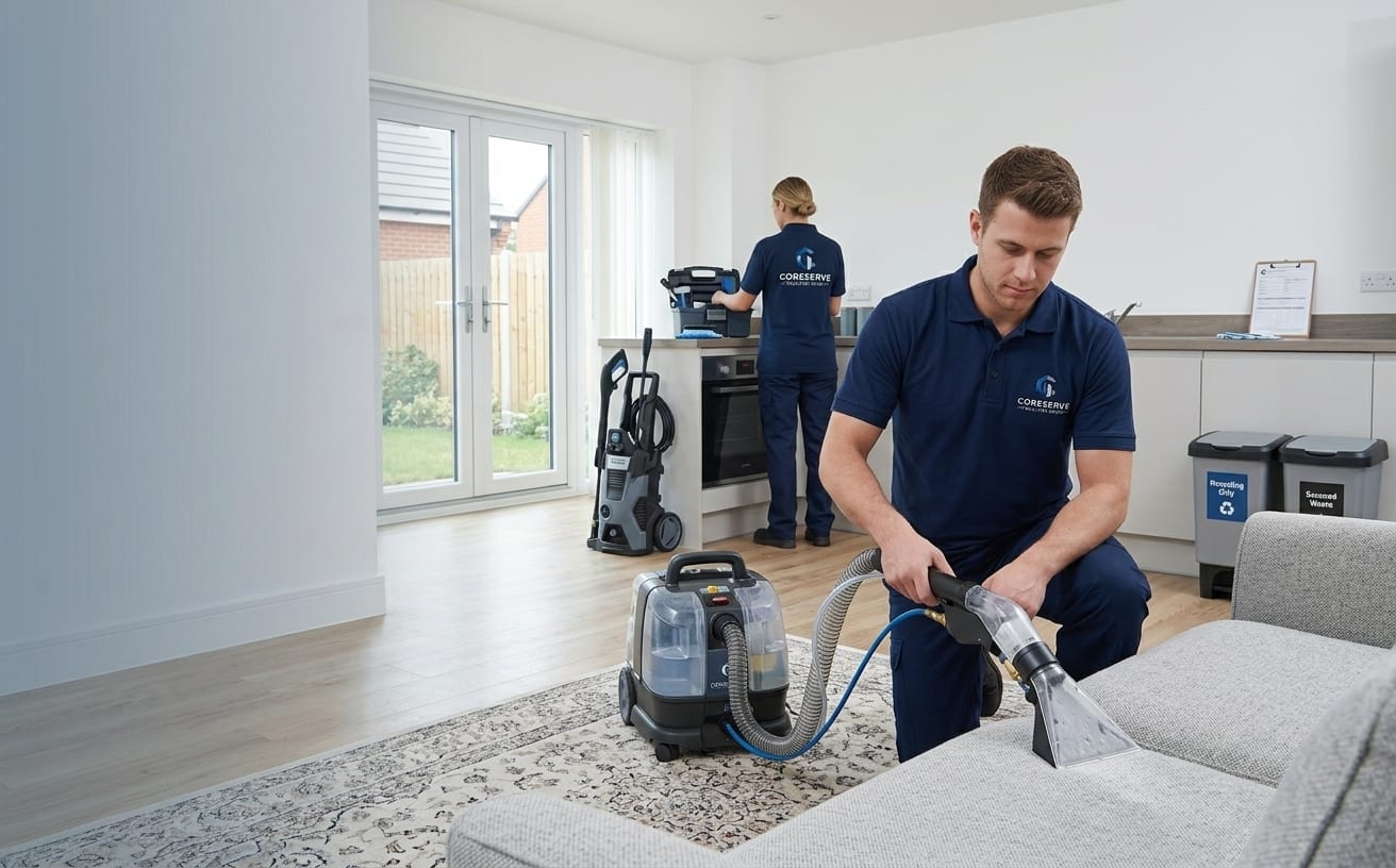 Coreserve operative carrying out specialist carpet and upholstery cleaning